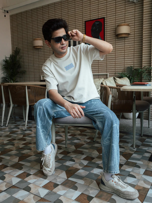 Unisex Beige Round Neck T-Shirt