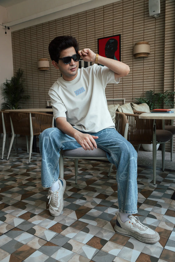 Unisex Beige Round Neck T-Shirt