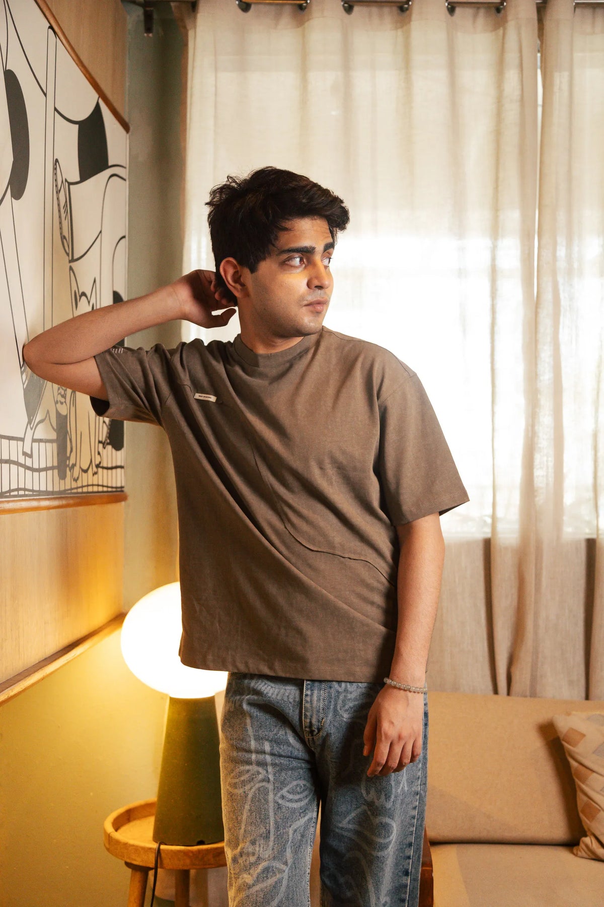 Unisex Sage Green Round Neck T-Shirt