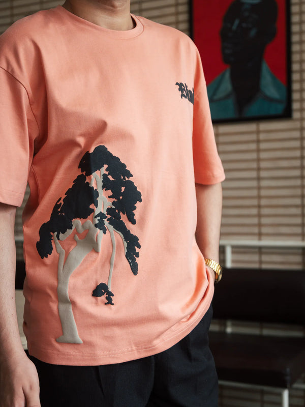 Unisex Peach Round Neck T-Shirt
