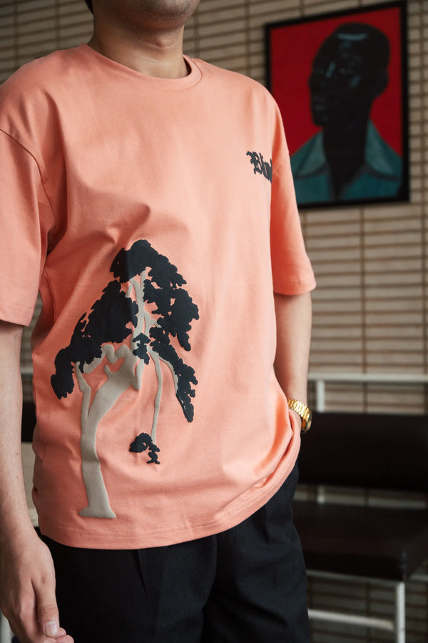 Unisex Peach Round Neck T-Shirt