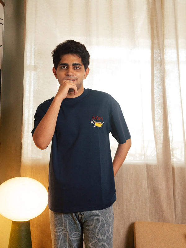 Unisex Navy Blue Round Neck T-Shirt