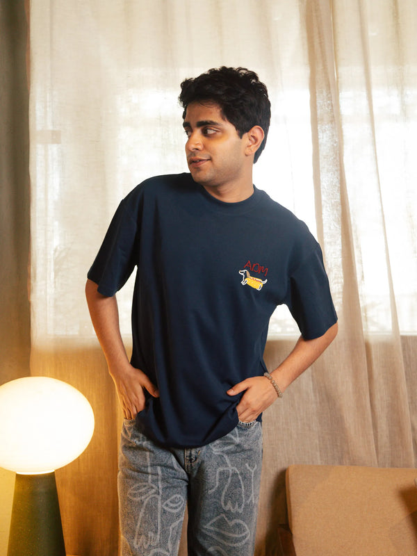 Unisex Navy Blue Round Neck T-Shirt