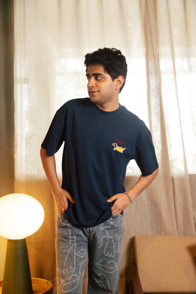 Unisex Navy Blue Round Neck T-Shirt