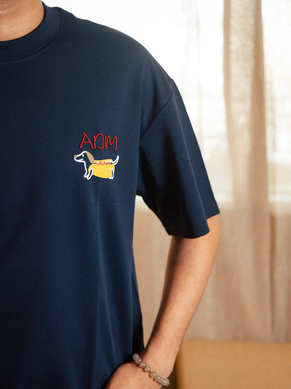 Unisex Navy Blue Round Neck T-Shirt
