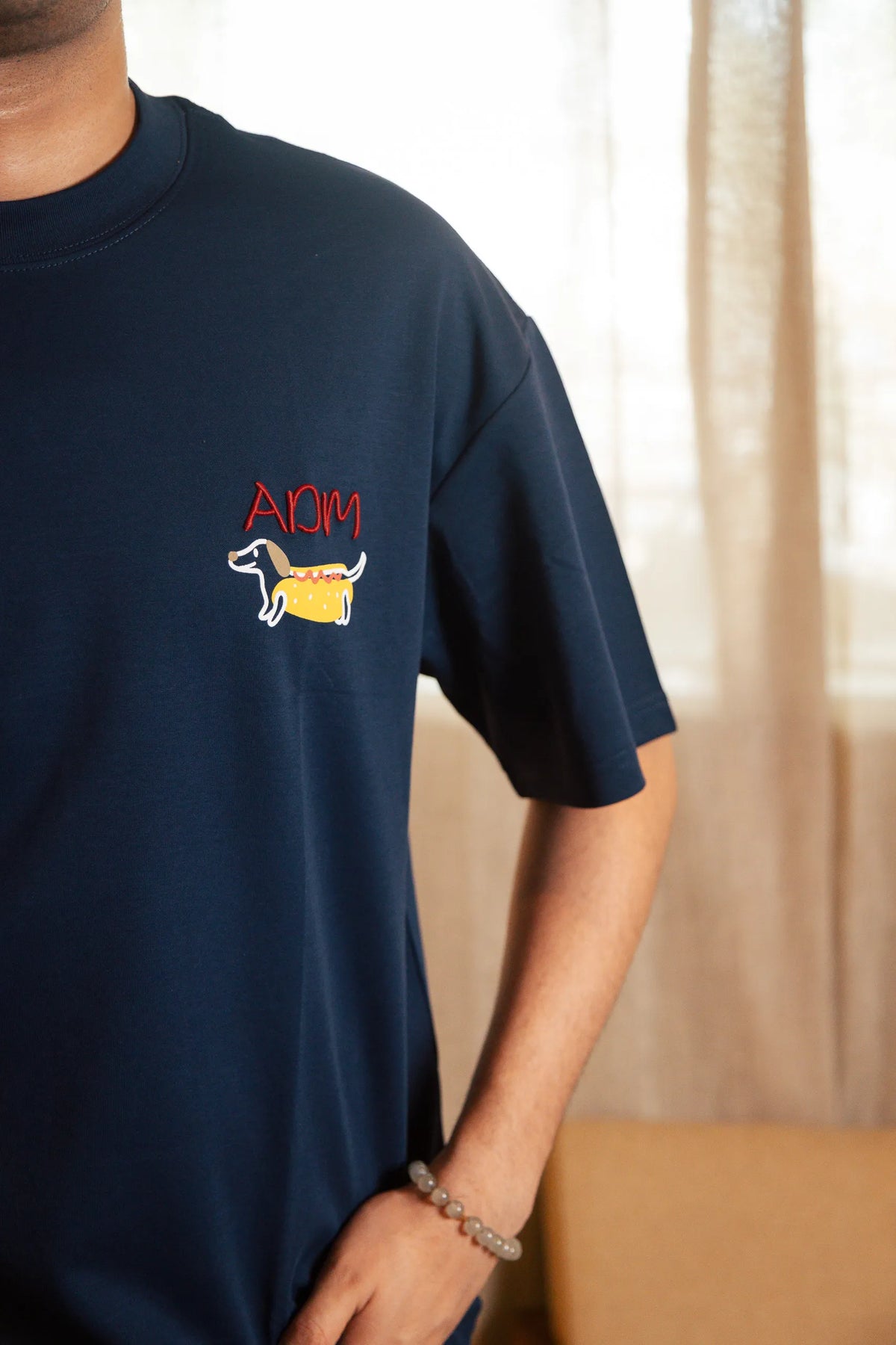 Unisex Navy Blue Round Neck T-Shirt