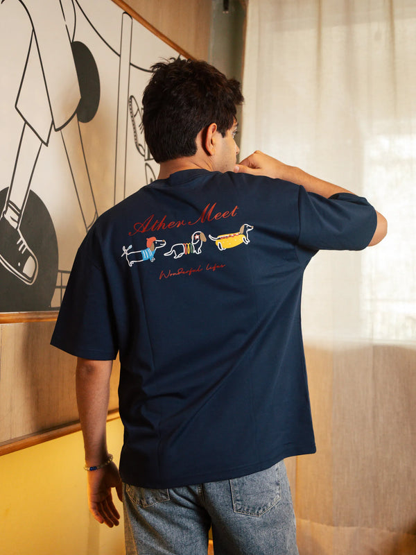 Unisex Navy Blue Round Neck T-Shirt