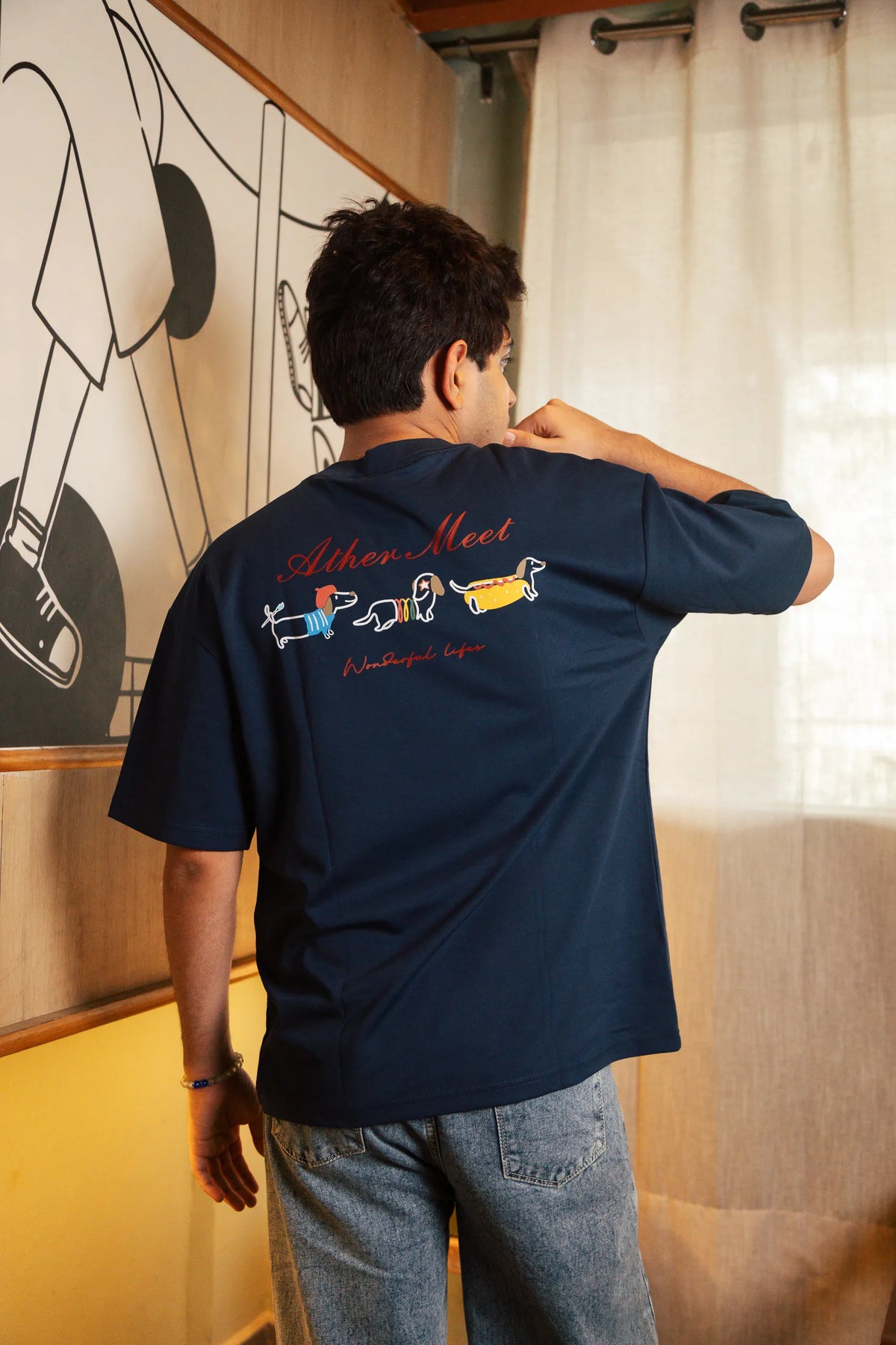 Unisex Navy Blue Round Neck T-Shirt