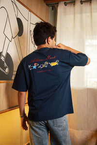 Unisex Navy Blue Round Neck T-Shirt