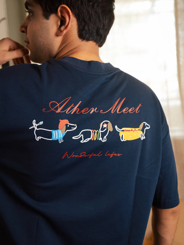 Unisex Navy Blue Round Neck T-Shirt