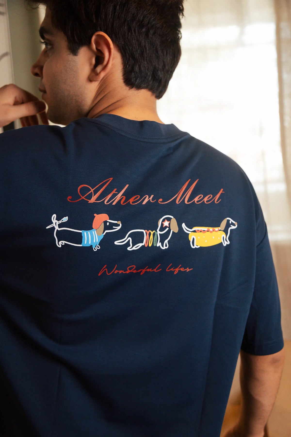 Unisex Navy Blue Round Neck T-Shirt