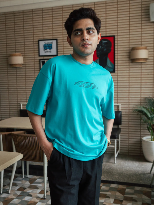 Unisex Teal Round Neck T-Shirt