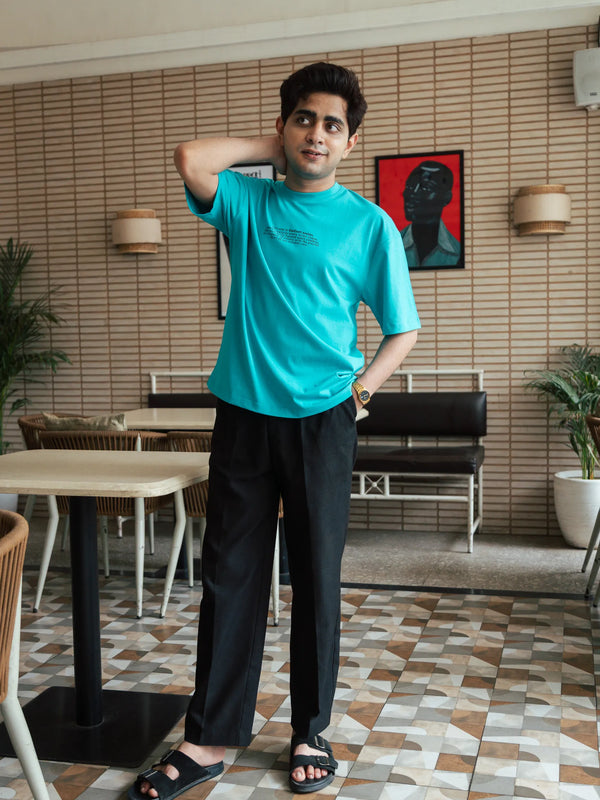 Unisex Teal Round Neck T-Shirt