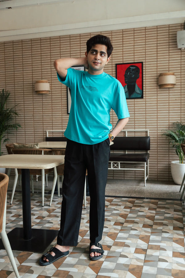 Unisex Teal Round Neck T-Shirt