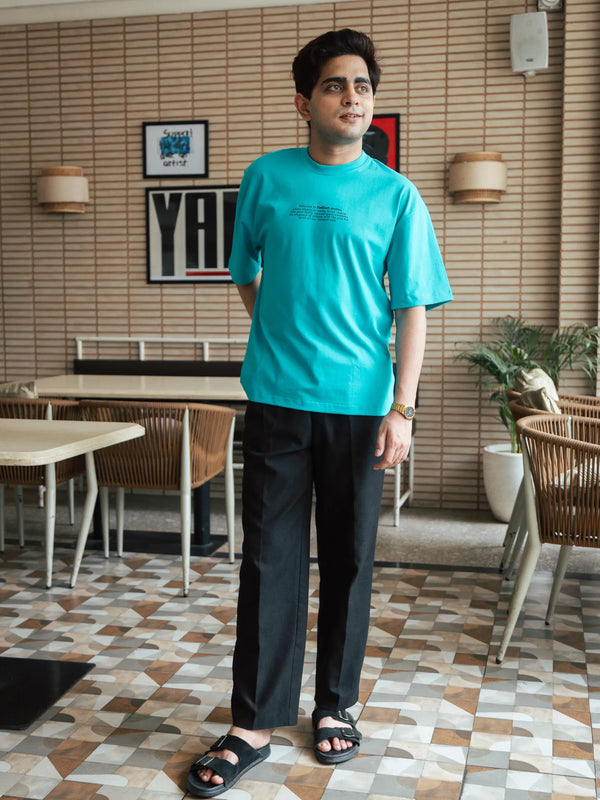 Unisex Teal Round Neck T-Shirt
