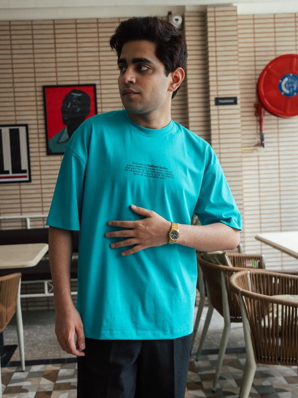 Unisex Teal Round Neck T-Shirt