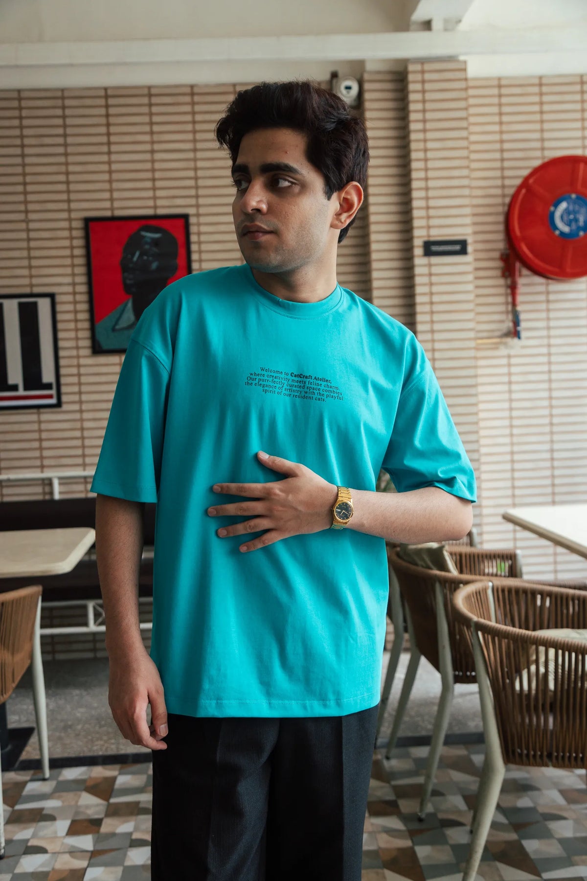 Unisex Teal Round Neck T-Shirt
