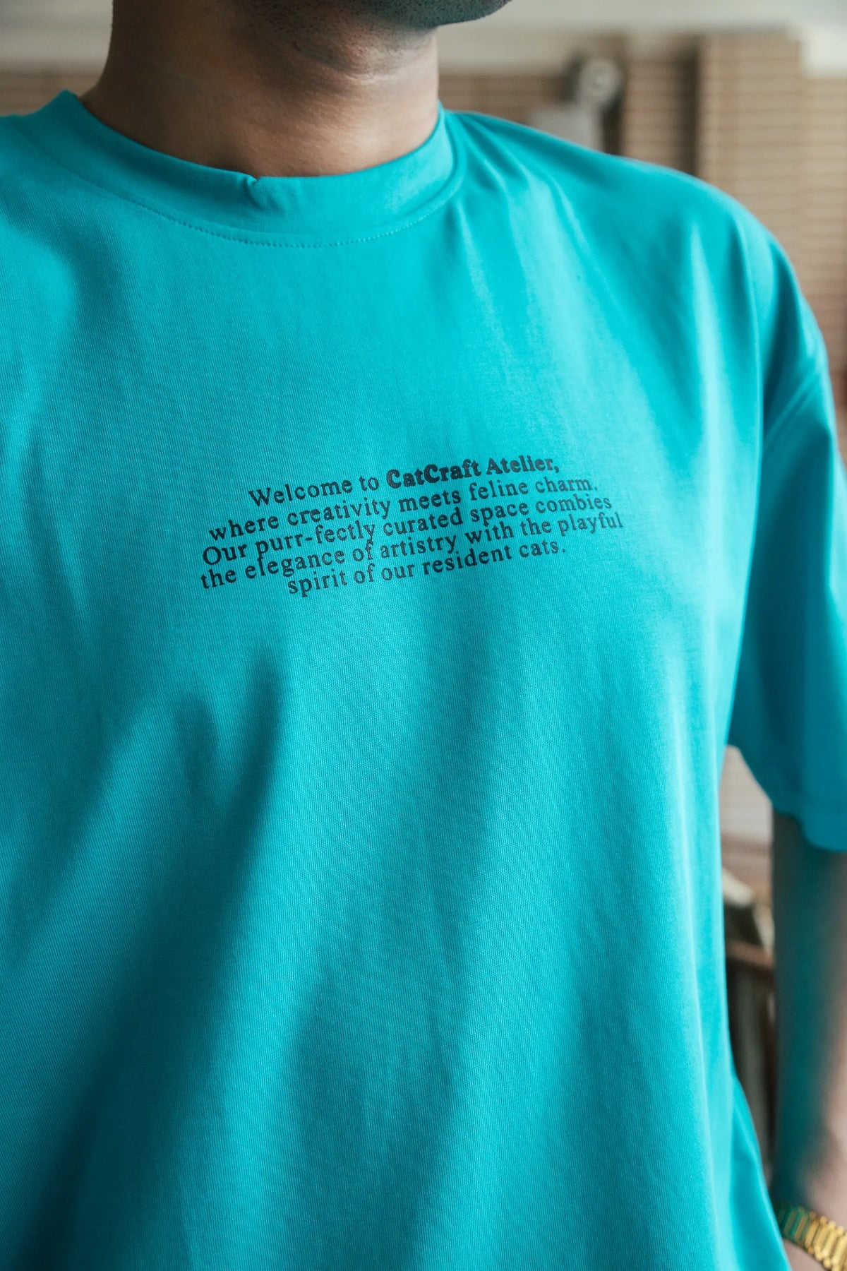 Unisex Teal Round Neck T-Shirt