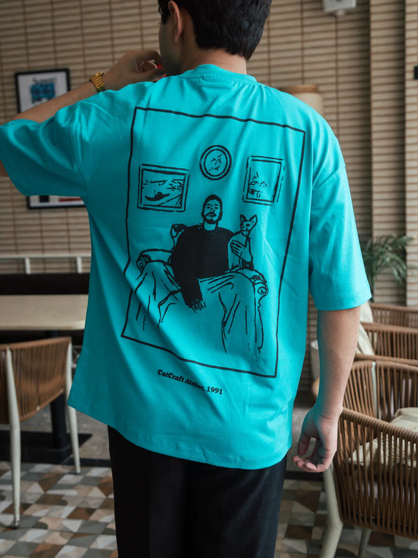 Unisex Teal Round Neck T-Shirt