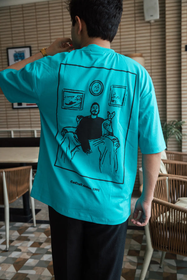 Unisex Teal Round Neck T-Shirt