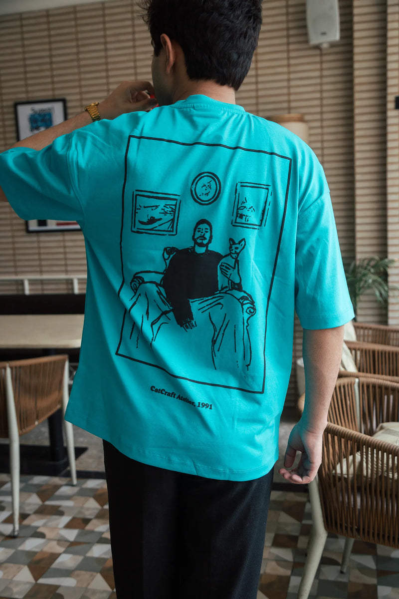 Unisex Teal Round Neck T-Shirt