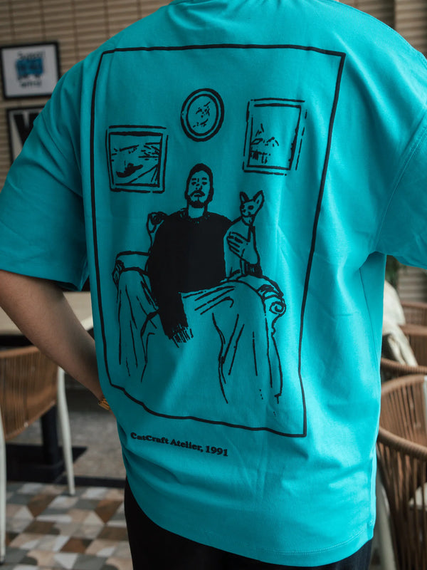 Unisex Teal Round Neck T-Shirt