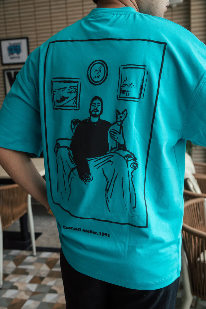 Unisex Teal Round Neck T-Shirt