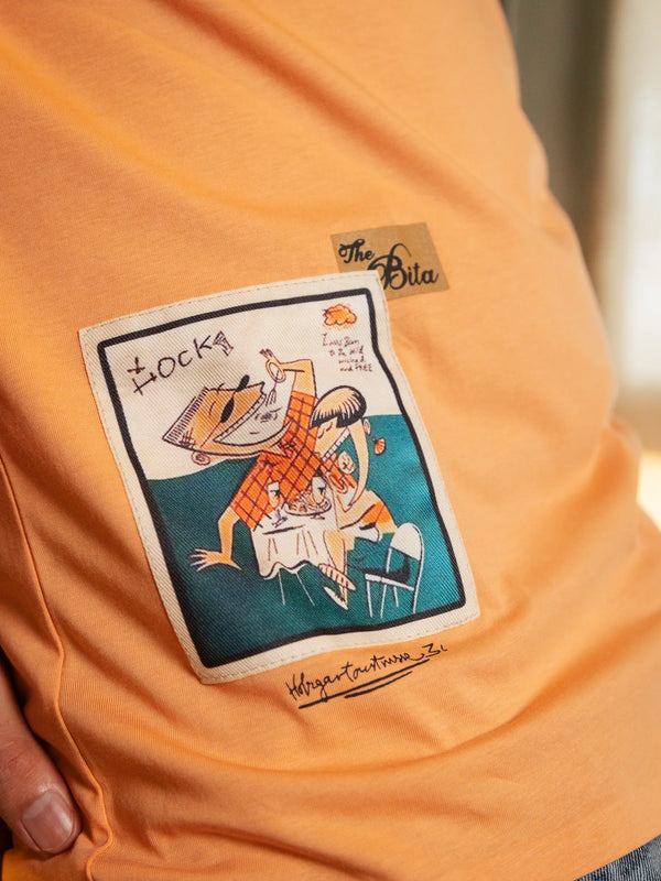Unisex Light Orange Round Neck T-Shirt