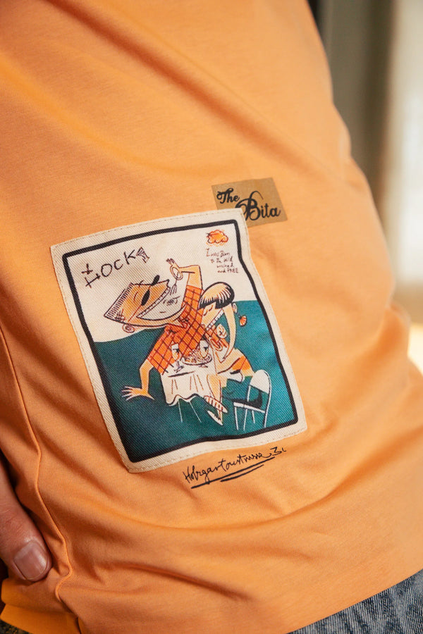 Unisex Light Orange Round Neck T-Shirt