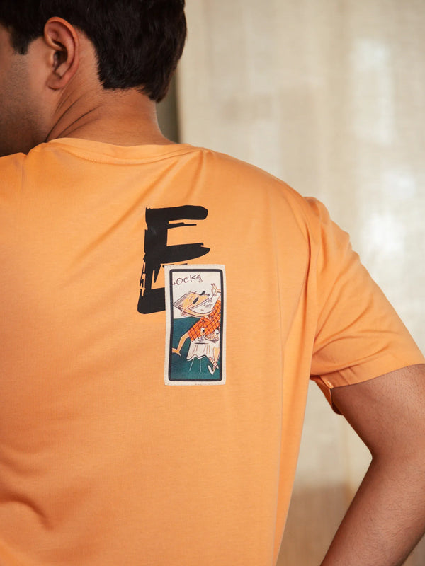 Unisex Light Orange Round Neck T-Shirt