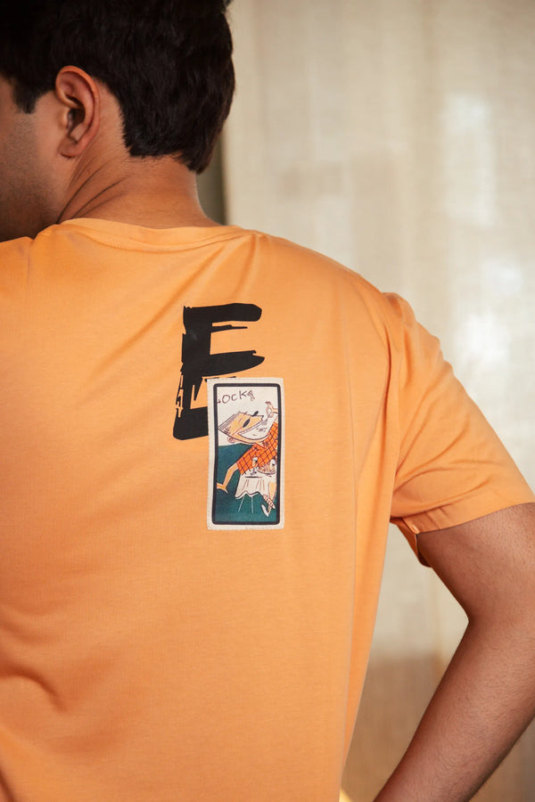 Unisex Light Orange Round Neck T-Shirt