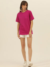 Solid Round Neck Women Comfort Fit T-Shirt