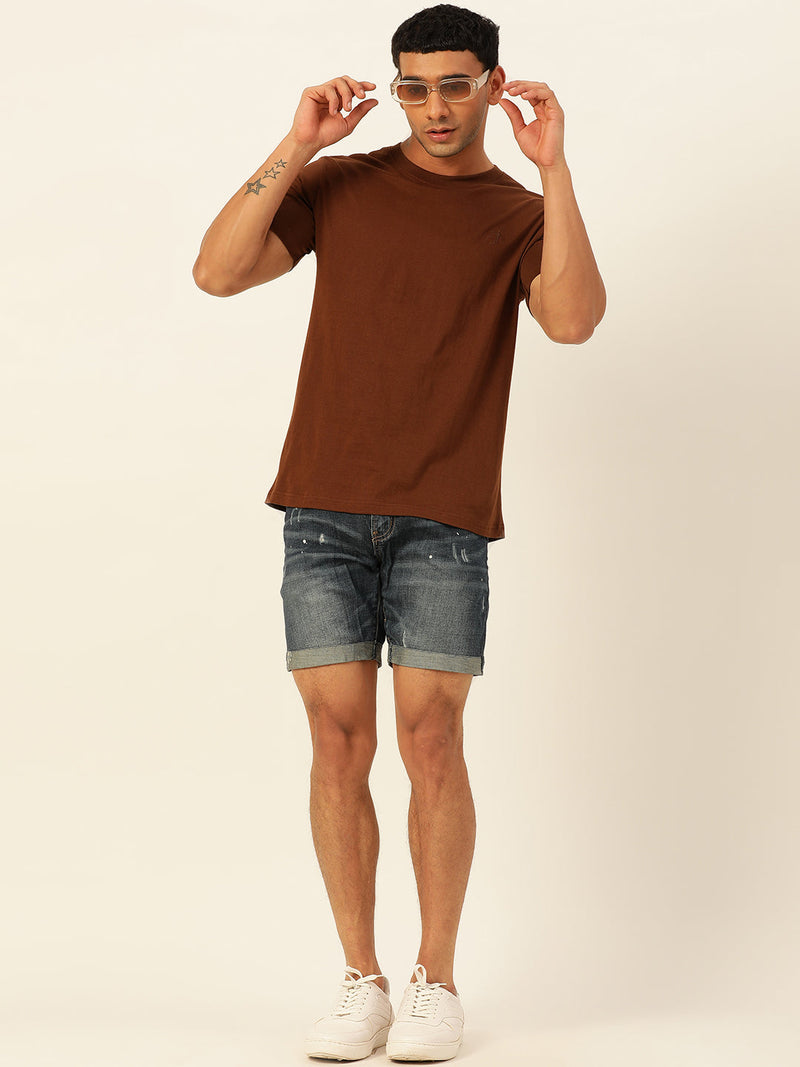 Solid Round Neck Men Comfort Fit T-Shirt