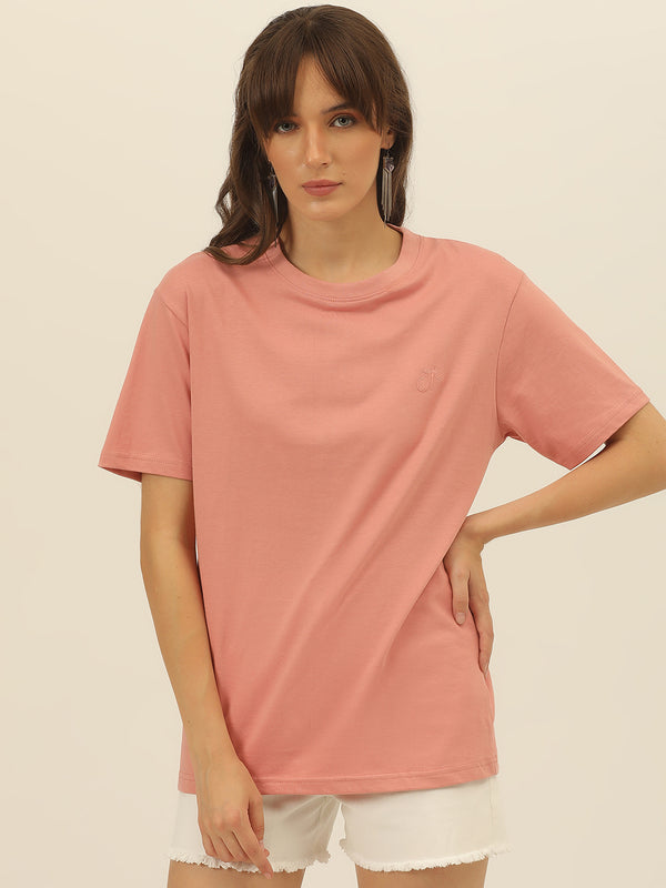 Solid Round Neck Women Comfort Fit T-Shirt