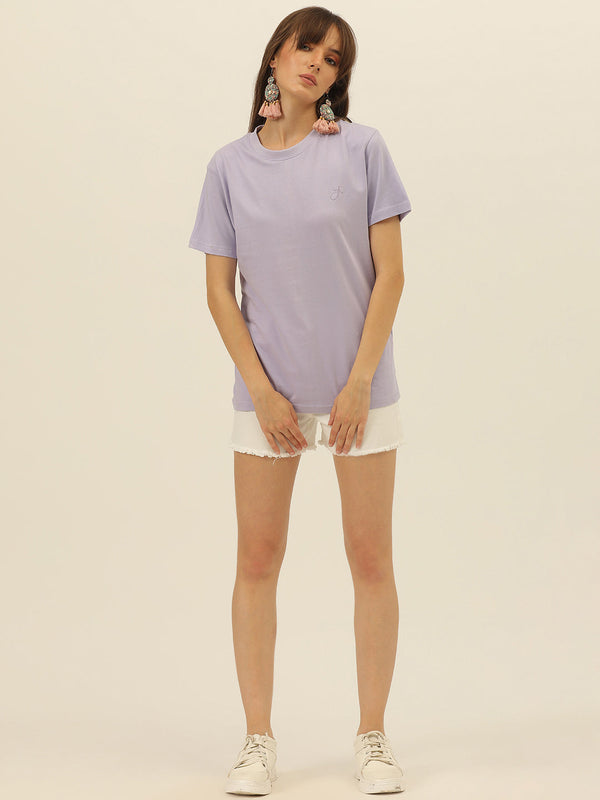 Solid Round Neck Women Comfort Fit T-Shirt