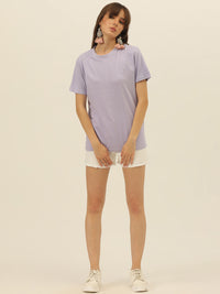 Solid Round Neck Women Comfort Fit T-Shirt