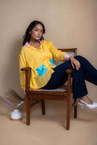 Women Colour Block Oversized Shirt