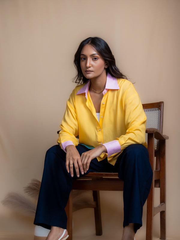 Women Colour Block Oversized Shirt