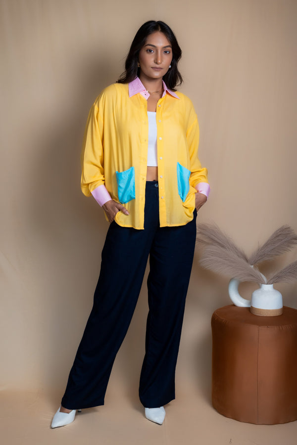 Women Colour Block Oversized Shirt
