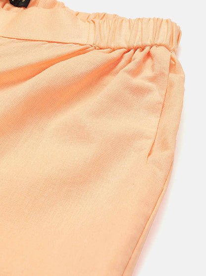 Premium Peach Cotton Linen Crop Shirt & Trouser Slim Fit Co-ord Set