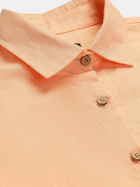 Cotton Linen Crop Shirt & Trouser Slim Fit Co-ord Set (Red)