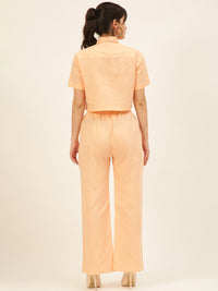 Cotton Linen Crop Shirt & Trouser Slim Fit Co-ord Set (Red)