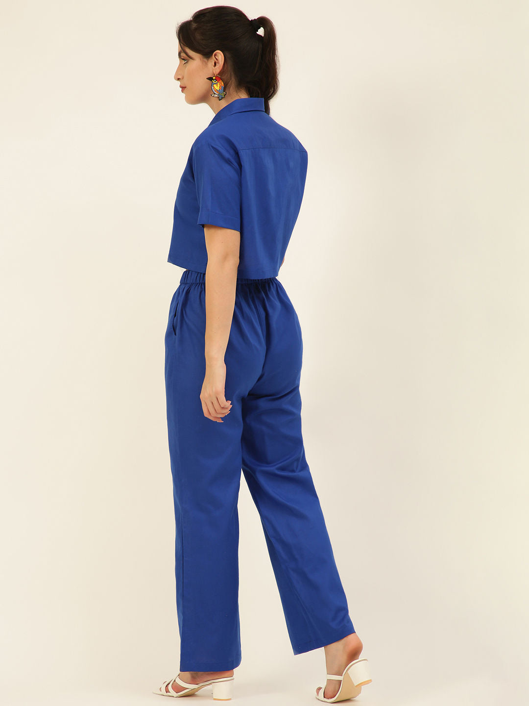 Cotton Linen Crop Shirt & Trouser Slim Fit Co-ord Set (Red)