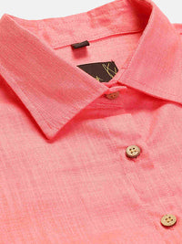Cotton Linen Crop Shirt & Trouser Slim Fit Co-ord Set (Red)