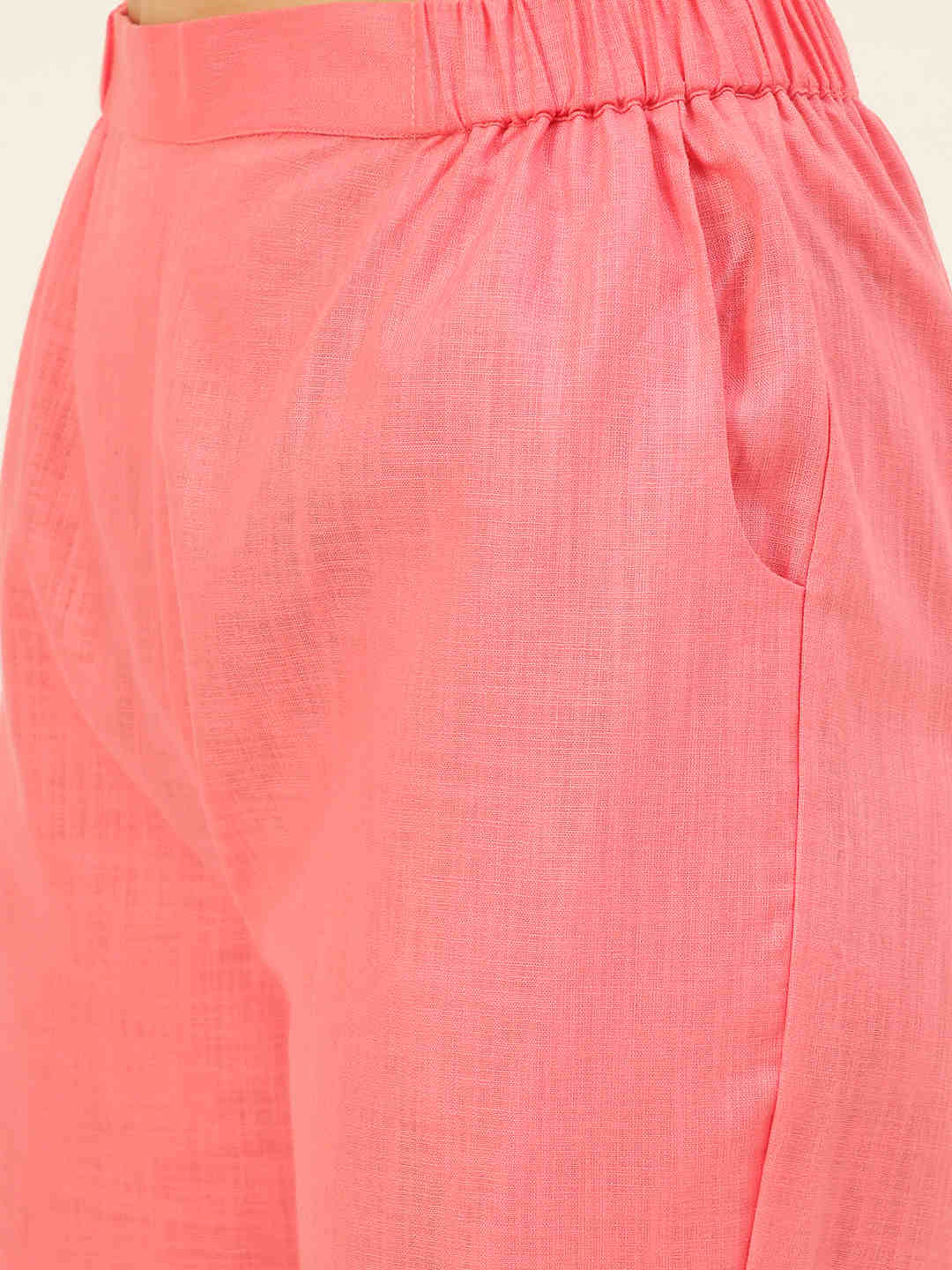 Cotton Linen Crop Shirt & Trouser Slim Fit Co-ord Set (Red)