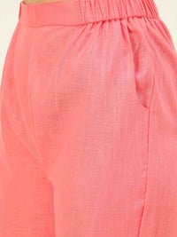 Cotton Linen Crop Shirt & Trouser Slim Fit Co-ord Set (Red)