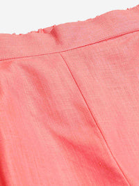 Cotton Linen Crop Shirt & Trouser Slim Fit Co-ord Set (Red)