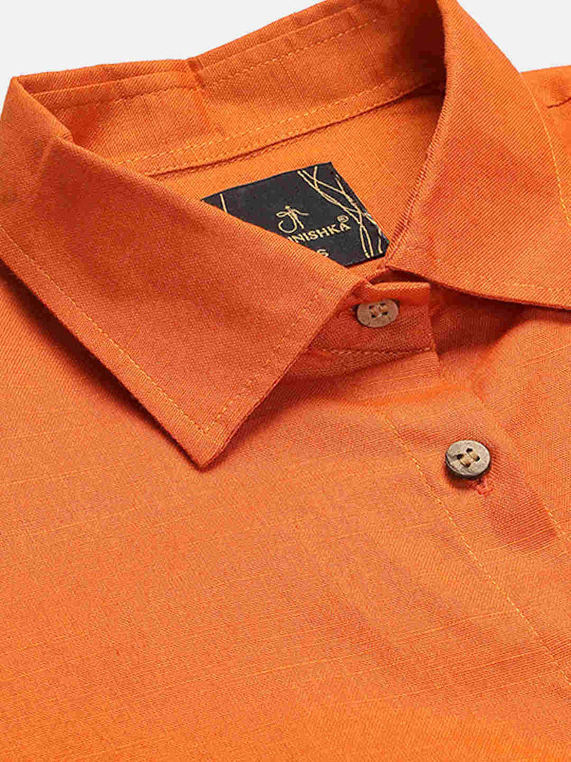 Cotton Linen Crop Shirt & Trouser Slim Fit Co-ord Set (Red)