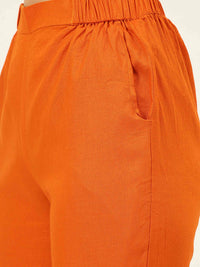 Cotton Linen Crop Shirt & Trouser Slim Fit Co-ord Set (Red)