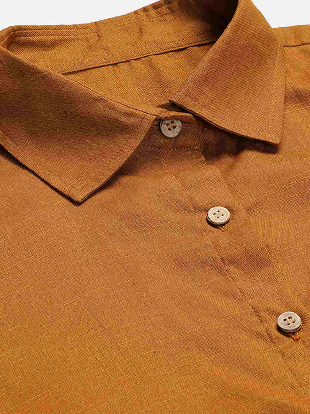 Premium Mustard Cotton Linen Crop Shirt & Trouser Slim Fit Co-ord Set